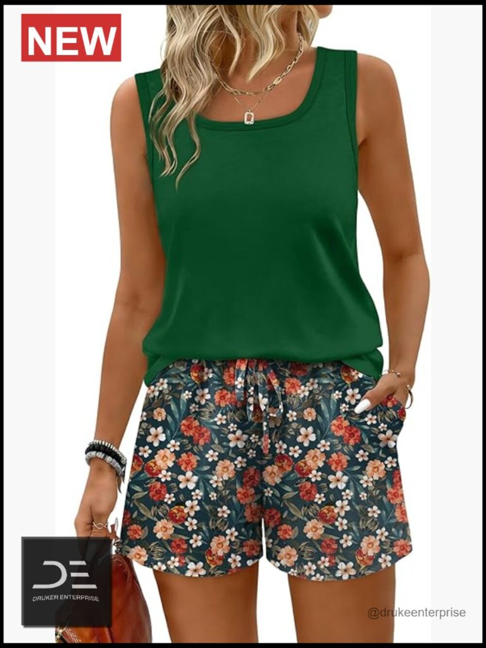 Two Piece Sets for Women Summer Lounge Short Sets Tank Square Neck Sleeveless